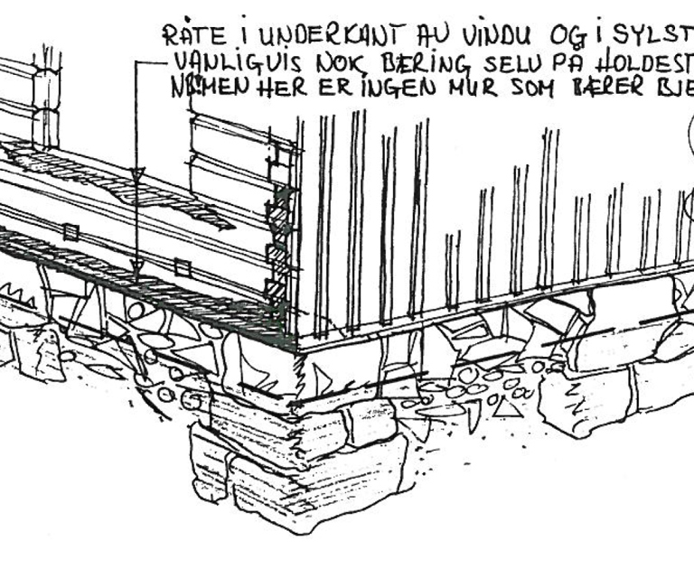 Laftede hus opprettholder bæringen til tross for råteskader. Ill: Frank Berg