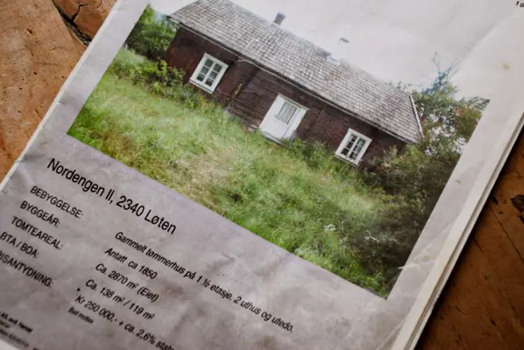 Avisannonsen som vekket interesse. Nordengen er til salgs og i 2004 hoppet Sjur ut i det og kjøpte et hus. Foto: Sjur Harby