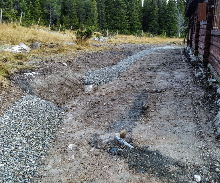 Drenering av seterhus grøft