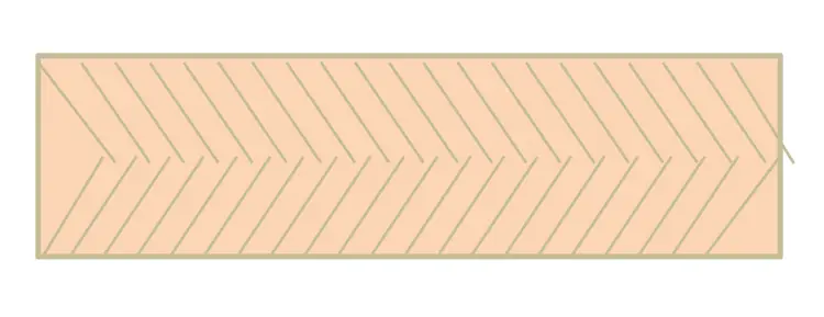 Sagspor etter håndsag ser ut som fiskebeinsmønster.