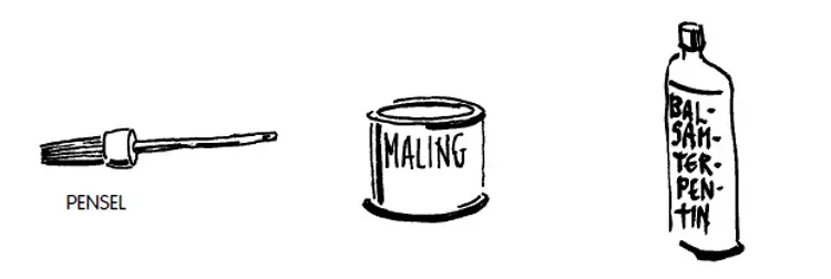 Pensel, maling og terpentin