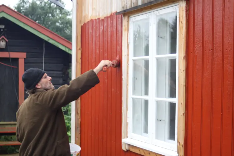 Komposisjonsmaling av husmannsplass. Foto: CEWG