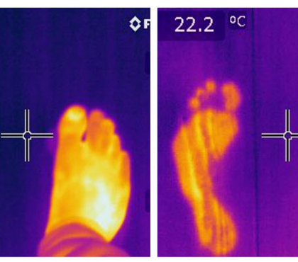 Termografikameraet visualiserer infrarød stråling. Dermed «ser» en temperaturforskjeller. Foto: Bjørge Sandberg-Kristoffersen