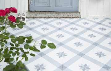 Historiske gulvfliser, Liten norsk stjerne. Gamletrehus.com. Foto: Sturla Bakken