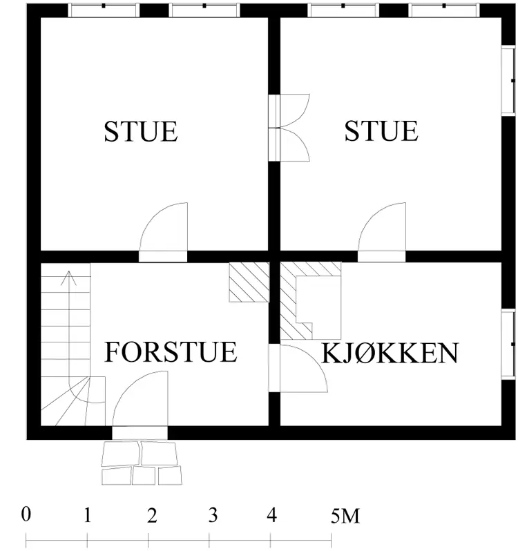 Plantegning av sørlandshus. Ill: Eirik Knudsen