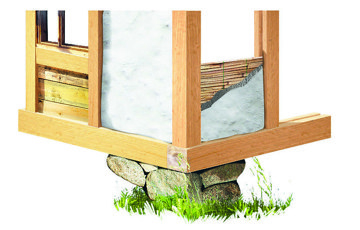 Her er hulerommene i bindingsverket murt opp. Ill: Lars Hammarlin, Svensk Byggnadsvård