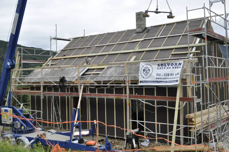 Huset er vindtettet. Foto: Solvorn Laft og Bygg