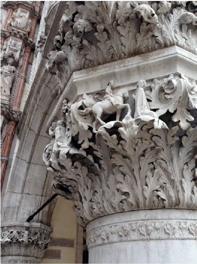 Håndverksmessige detaljer, kapitél Palazzo Ducale. Foto: Terje Berner