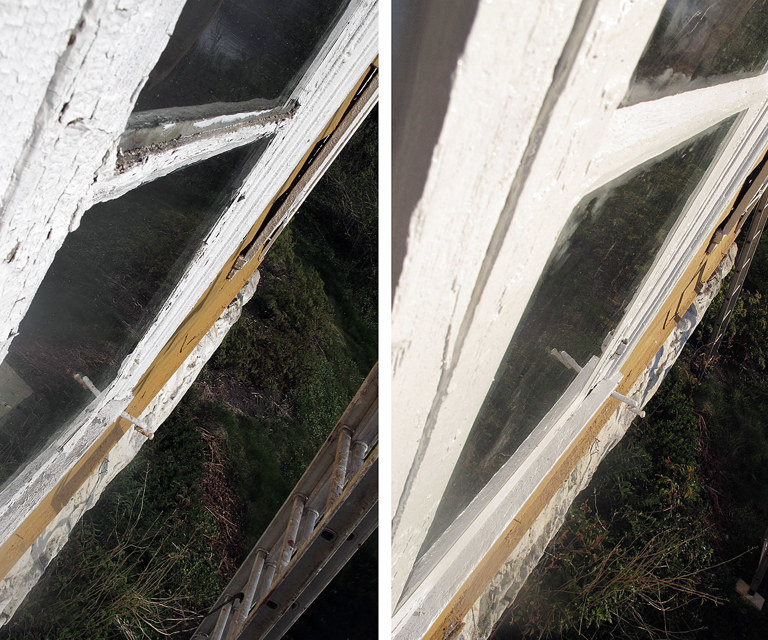 Vinduet før og etter Foto: Øyvind Johnsen